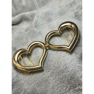 Vintage JP Gold Double Heart Belt Buckle Interlocking Love Romantic Retro 3.75"